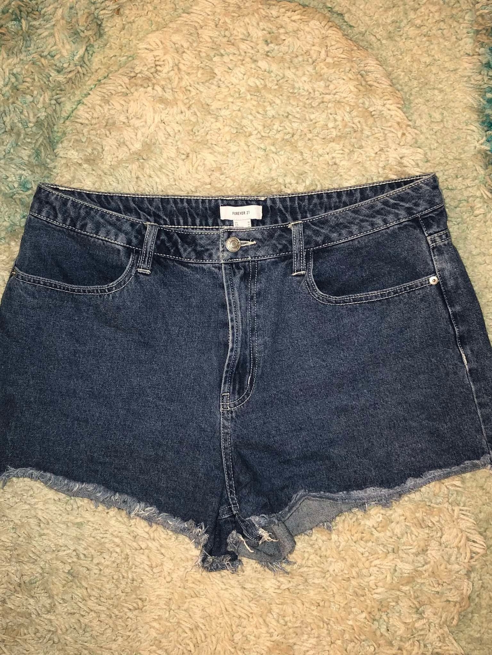 Forever 21 Womens Blue Denim Cut Off Shorts Button 5-Pocket Design Size S